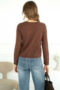 DYLAN COTTON CARDIGAN IN BROWN