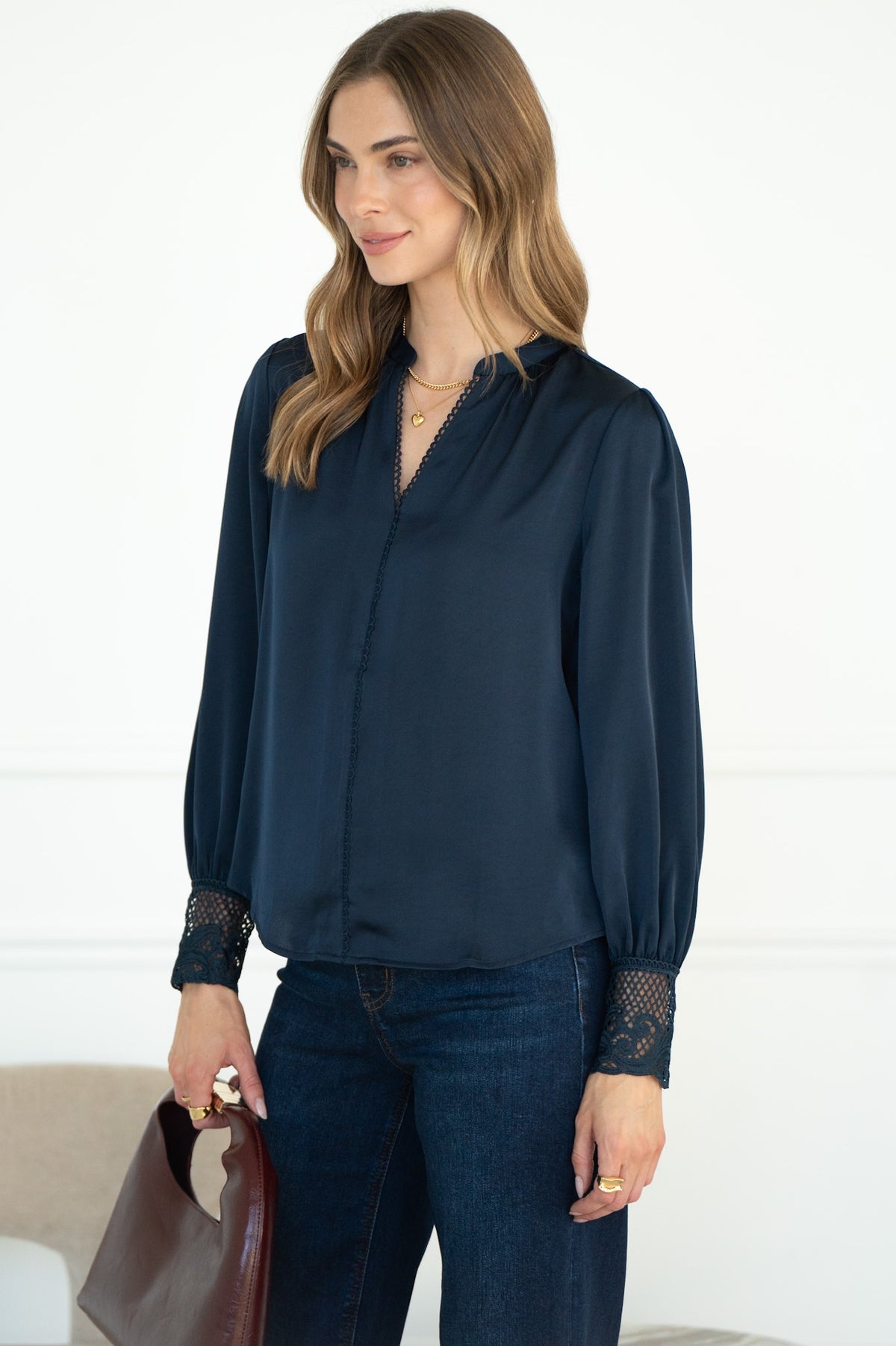 CHIARA CROCHET CUFF BLOUSE