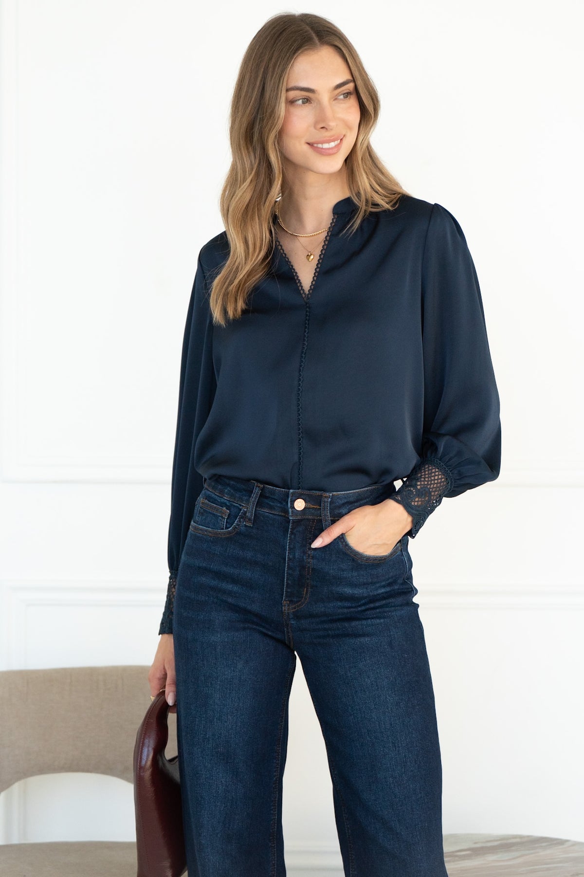 CHIARA CROCHET CUFF BLOUSE