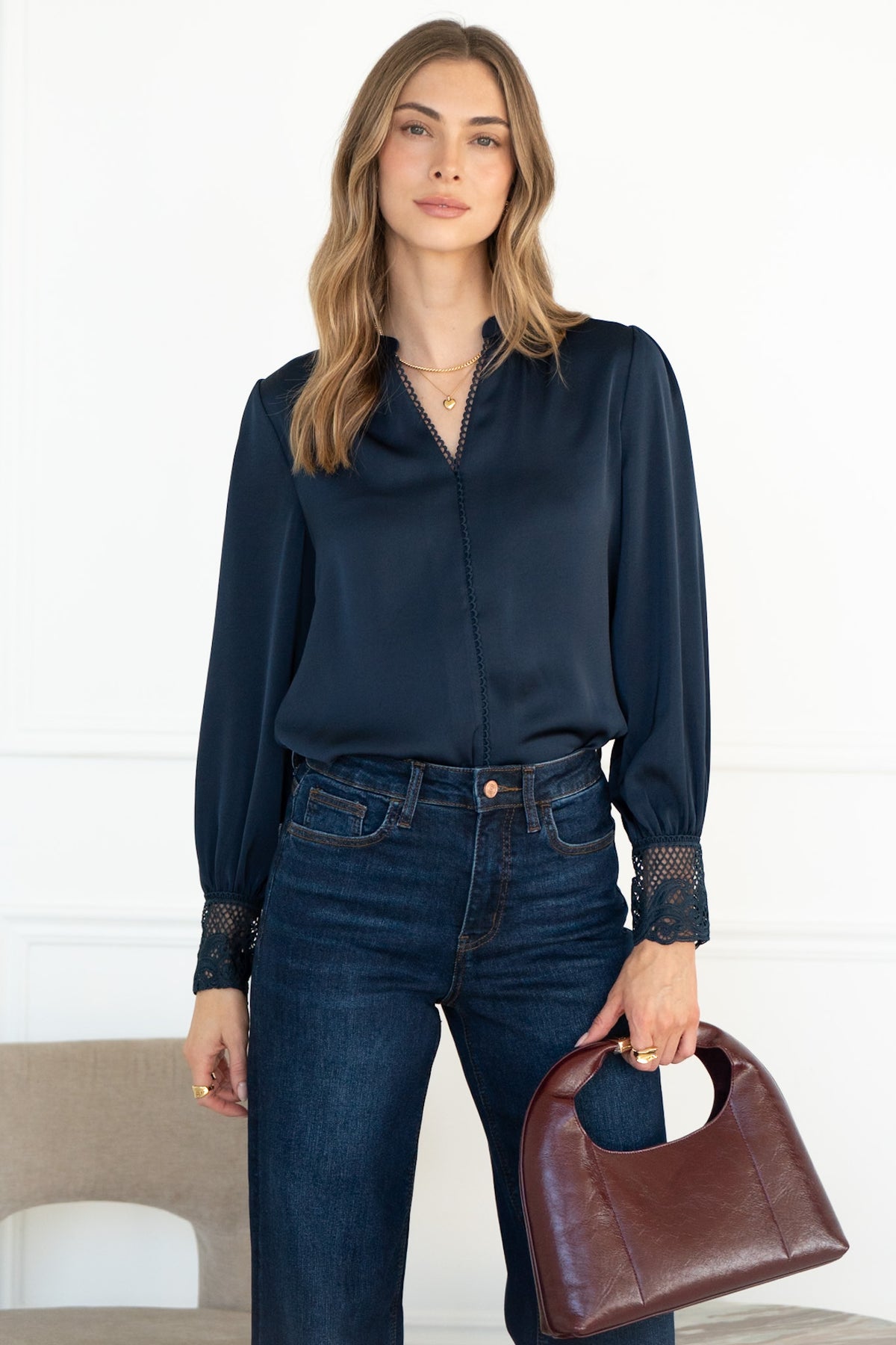 CHIARA CROCHET CUFF BLOUSE