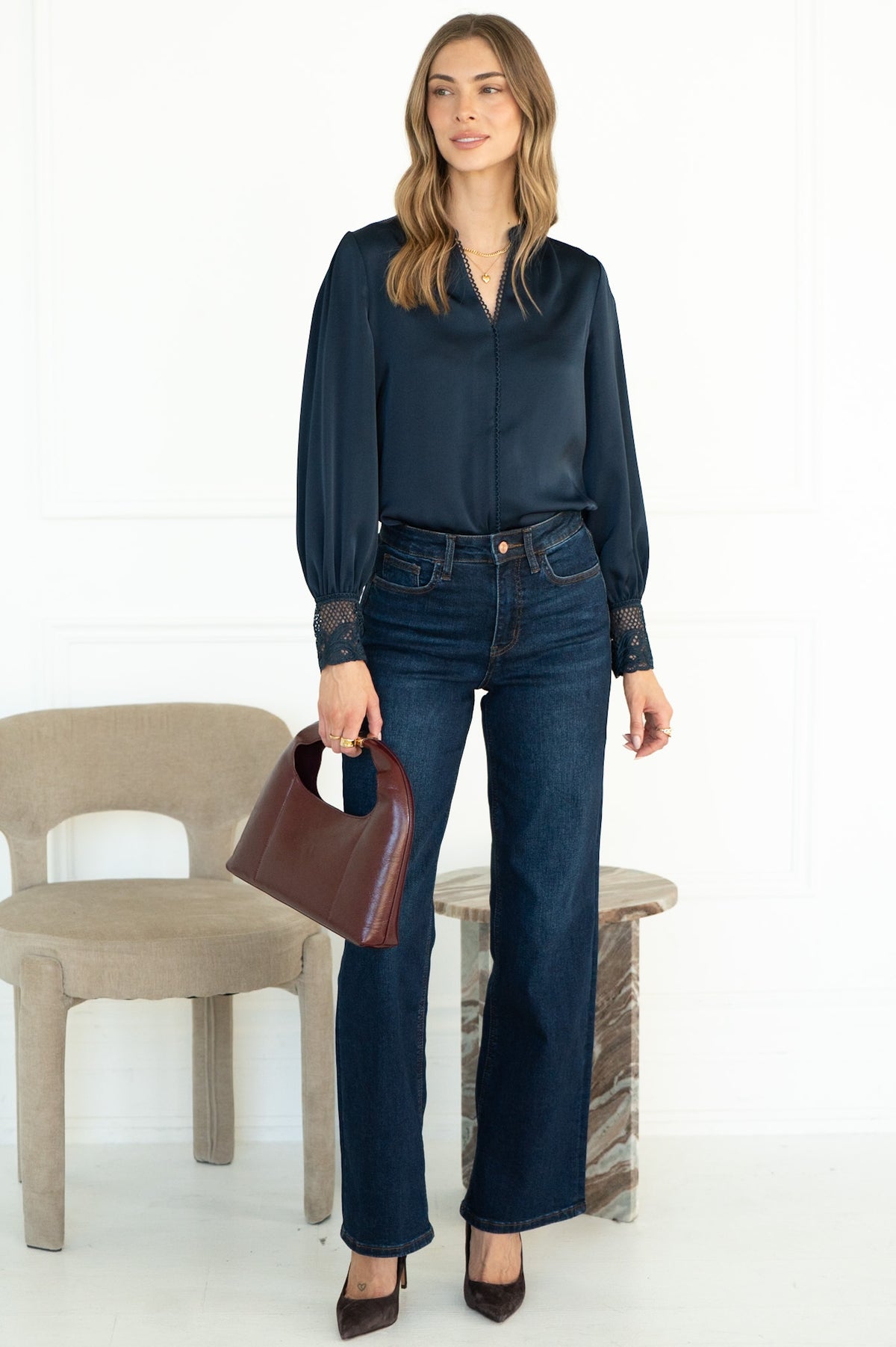CHIARA CROCHET CUFF BLOUSE