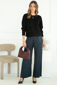 SABLYN DRAPEY WIDE LEG PANTS IN NAVY