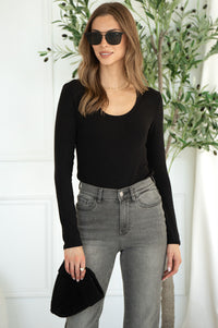 ENVY MODAL RIBBED L/S TOP-BK