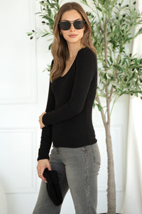 ENVY MODAL RIBBED L/S TOP-BK
