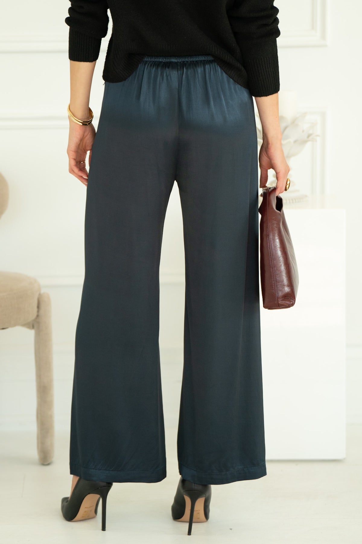SABLYN DRAPEY WIDE LEG PANTS IN NAVY