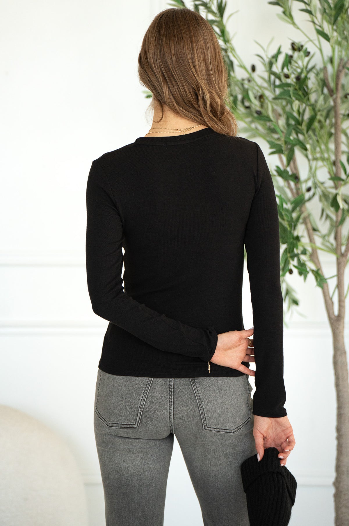 ENVY MODAL RIBBED L/S TOP-BK