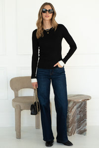 NO RUSH RIBBED CONTRAST TOP