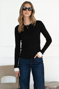 NO RUSH RIBBED CONTRAST TOP