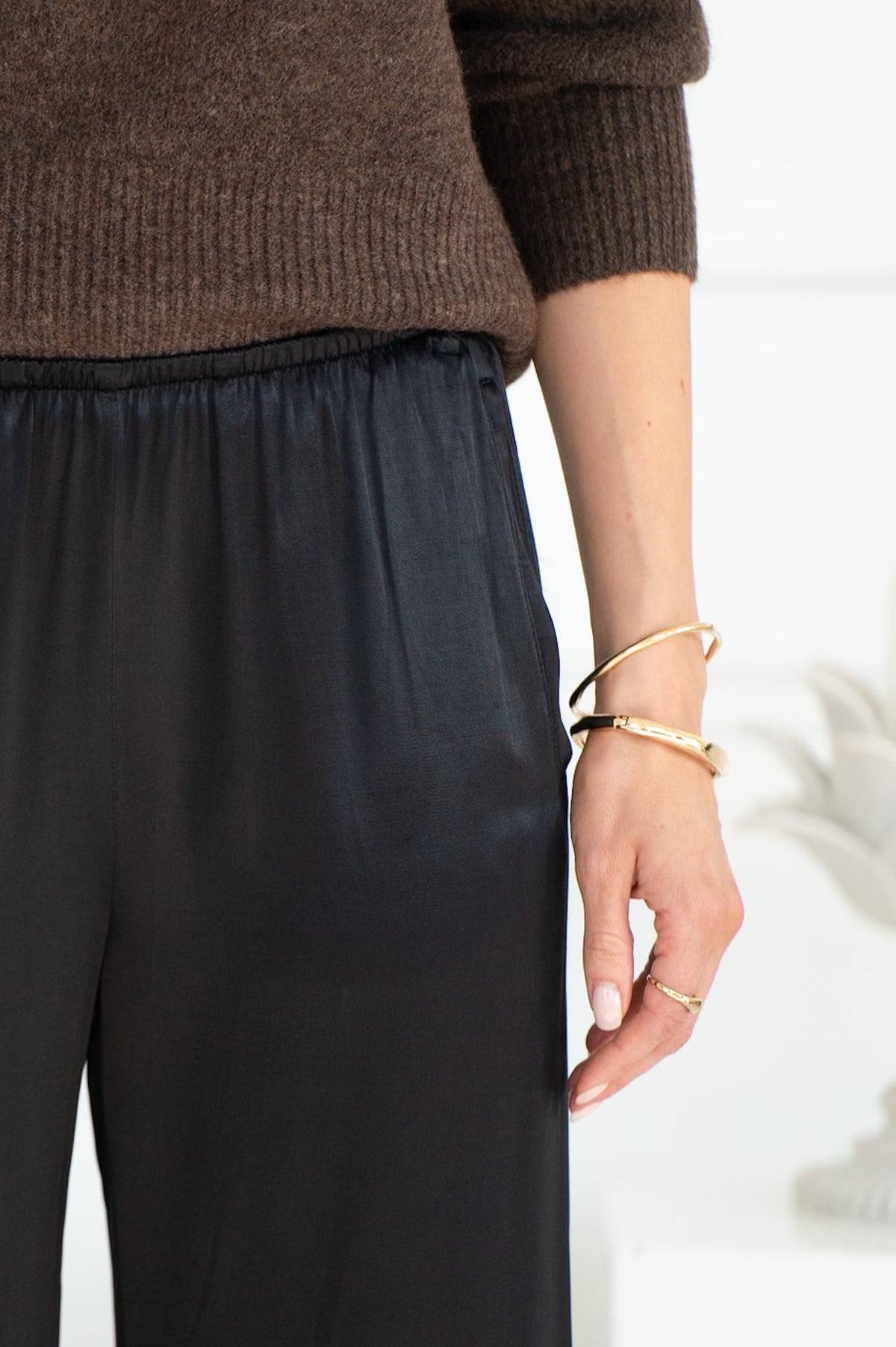 SABLYN DRAPEY WIDE LEG PANTS IN BLACK