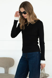 NO RUSH RIBBED CONTRAST TOP