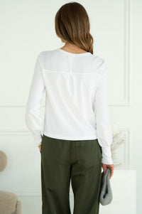 POSITANO COTTON MITERED BACK CARDIGAN IN WHITE