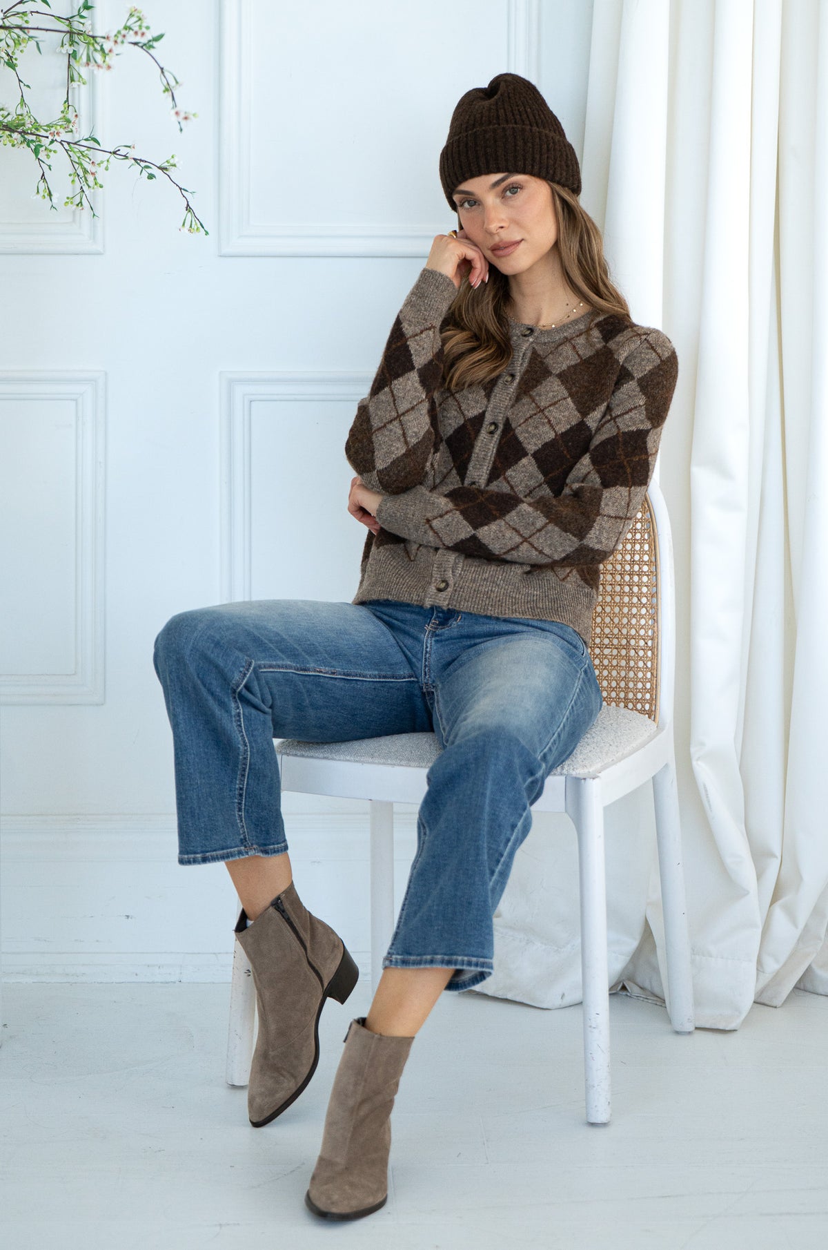 GRACE ARGYLE SWEATER-BR