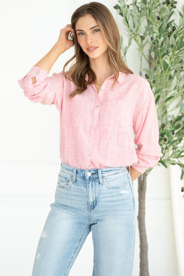 BARNES STRIPE BUTTON DOWN SHIRT-RD