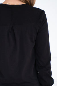 POSITANO COTTON MITERED BACK CARDIGAN IN BLACK