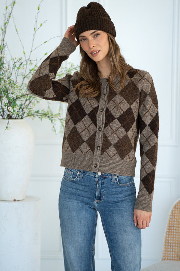 GRACE ARGYLE SWEATER-BR