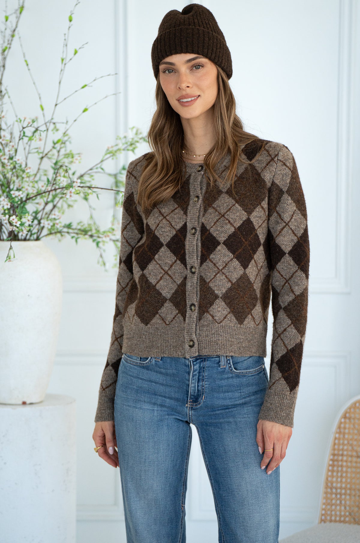 GRACE ARGYLE SWEATER-BR