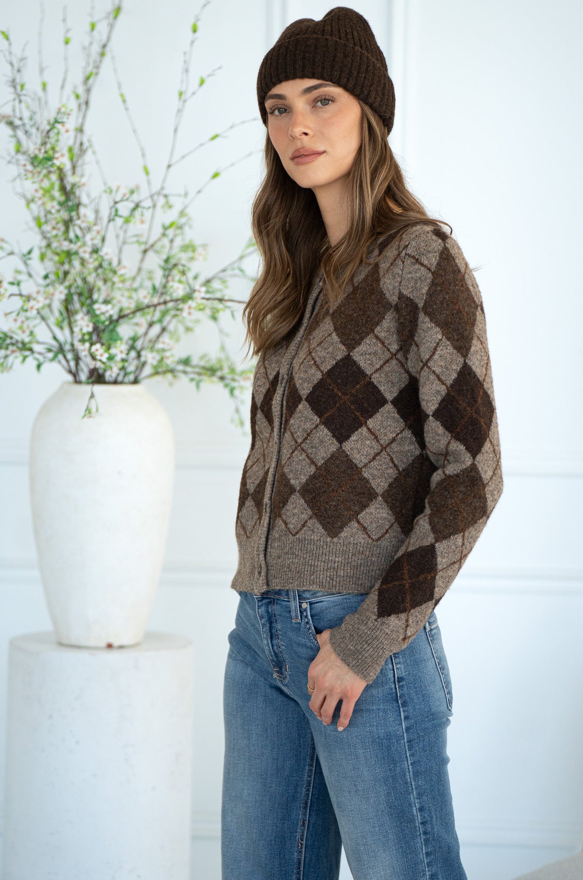 GRACE ARGYLE SWEATER-BR