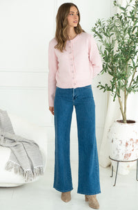 AISHA CRYSTAL BUTTON SWEATER-PI