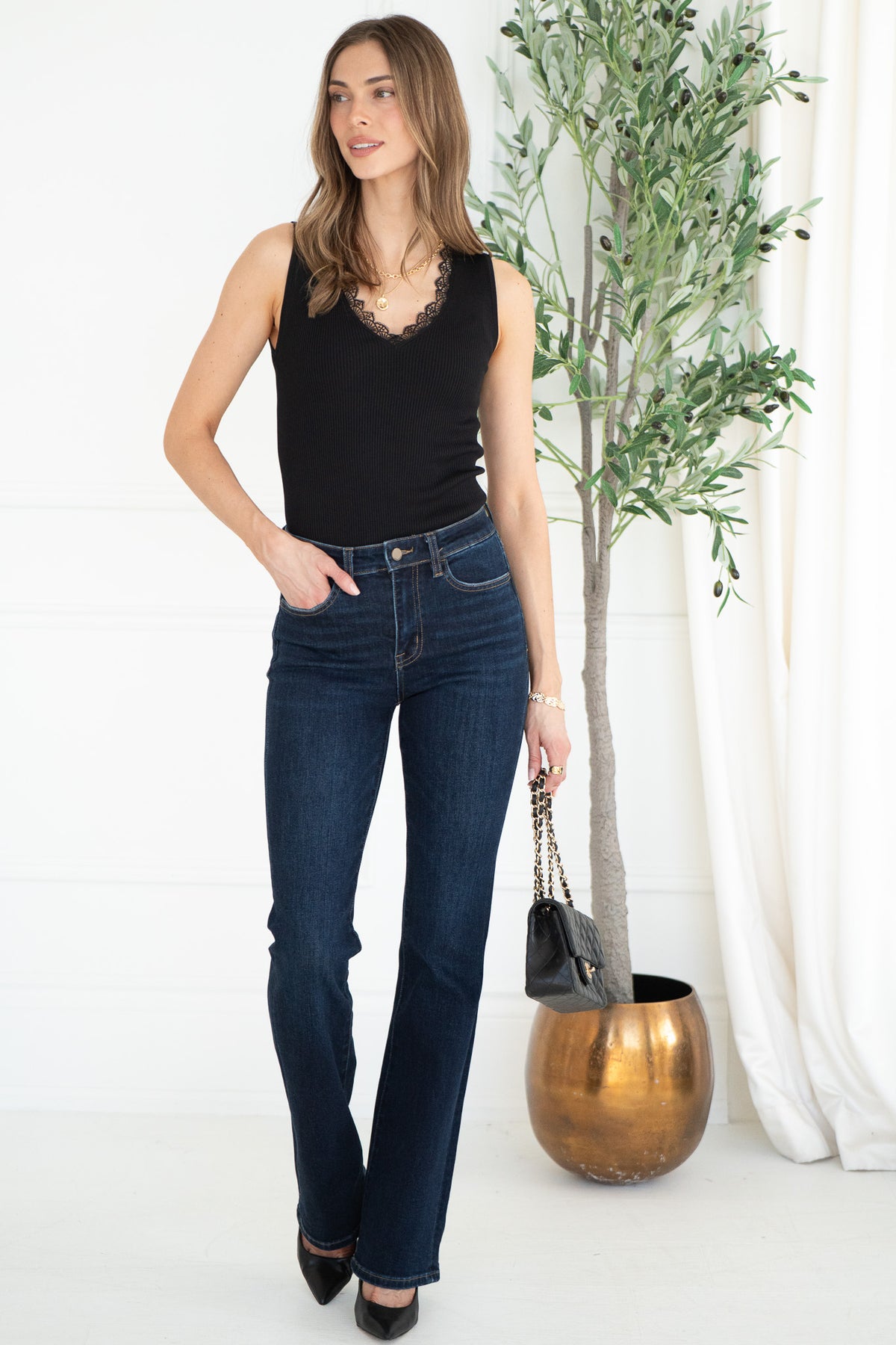 SPRING FLING LACE RIBBED TANK