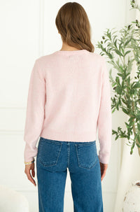 AISHA CRYSTAL BUTTON SWEATER-PI