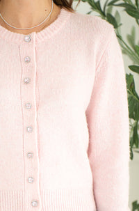 AISHA CRYSTAL BUTTON SWEATER-PI