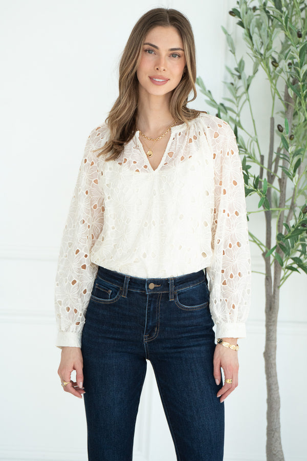 SARAY EYELET BLOUSE
