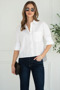 HIRO COTTON POPLIN BLOUSE-WH