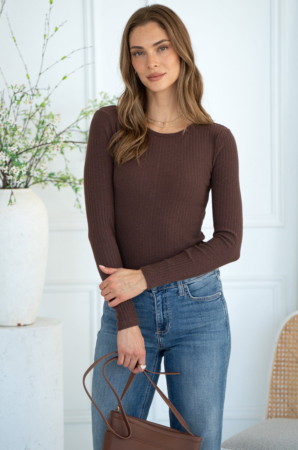 SAGAN RIB CREWNECK TOP-BR