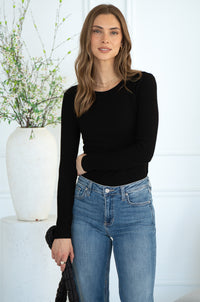 SAGAN RIB CREWNECK TOP-BK