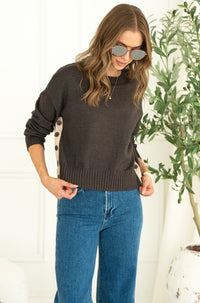 GRIGIO BUTTON SIDE SWEATER