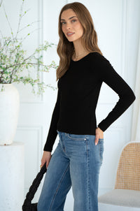SAGAN RIB CREWNECK TOP-BK