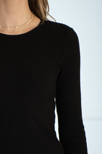 SAGAN RIB CREWNECK TOP-BK