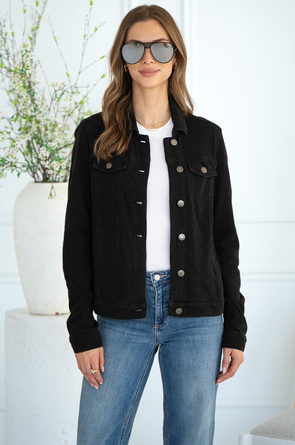 BROOKE DENIM SWEATSHIRT JACKET-BK