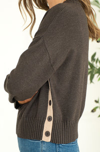 GRIGIO BUTTON SIDE SWEATER