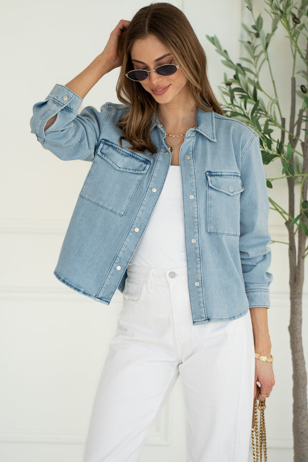 TIA STRETCH DENIM SHIRT-LB