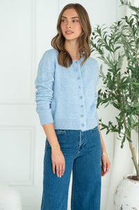 AISHA CRYSTAL BUTTON SWEATER-BL