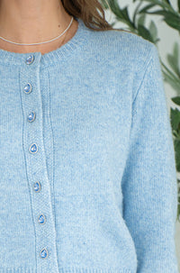 AISHA CRYSTAL BUTTON SWEATER-BL
