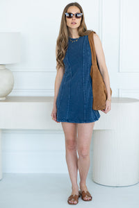 FRESH START FRENCH TERRY DENIM DRESS