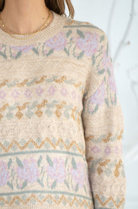 FLORAL CABLE DETAIL SWEATER