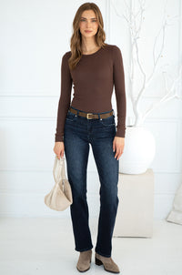 JADA COTTON MODAL L/S TEE-BR