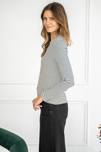 CODY MODAL STRIPE SCOOP NECK L/S TEE