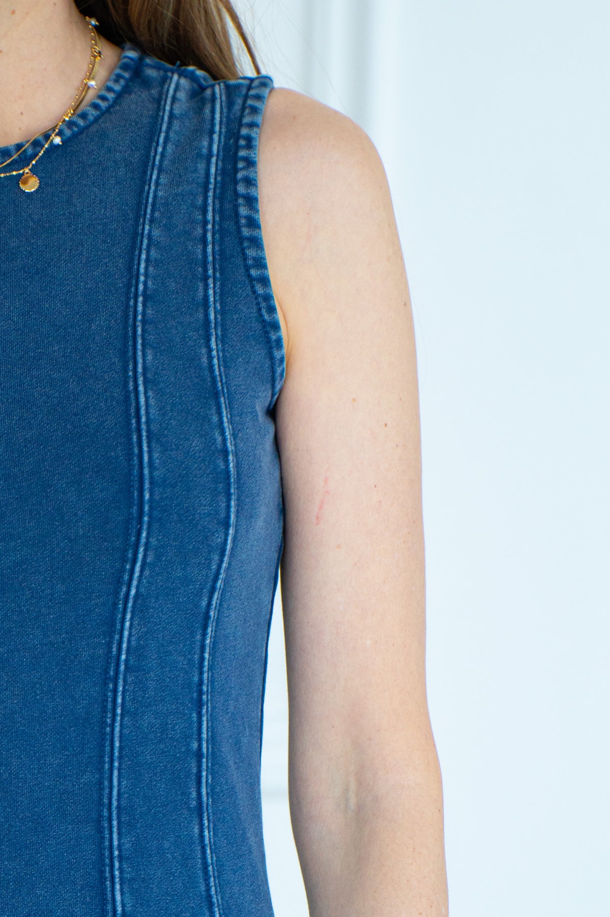 FRESH START FRENCH TERRY DENIM DRESS