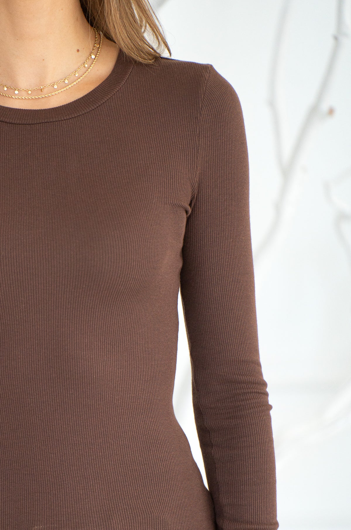 JADA COTTON MODAL L/S TEE-BR