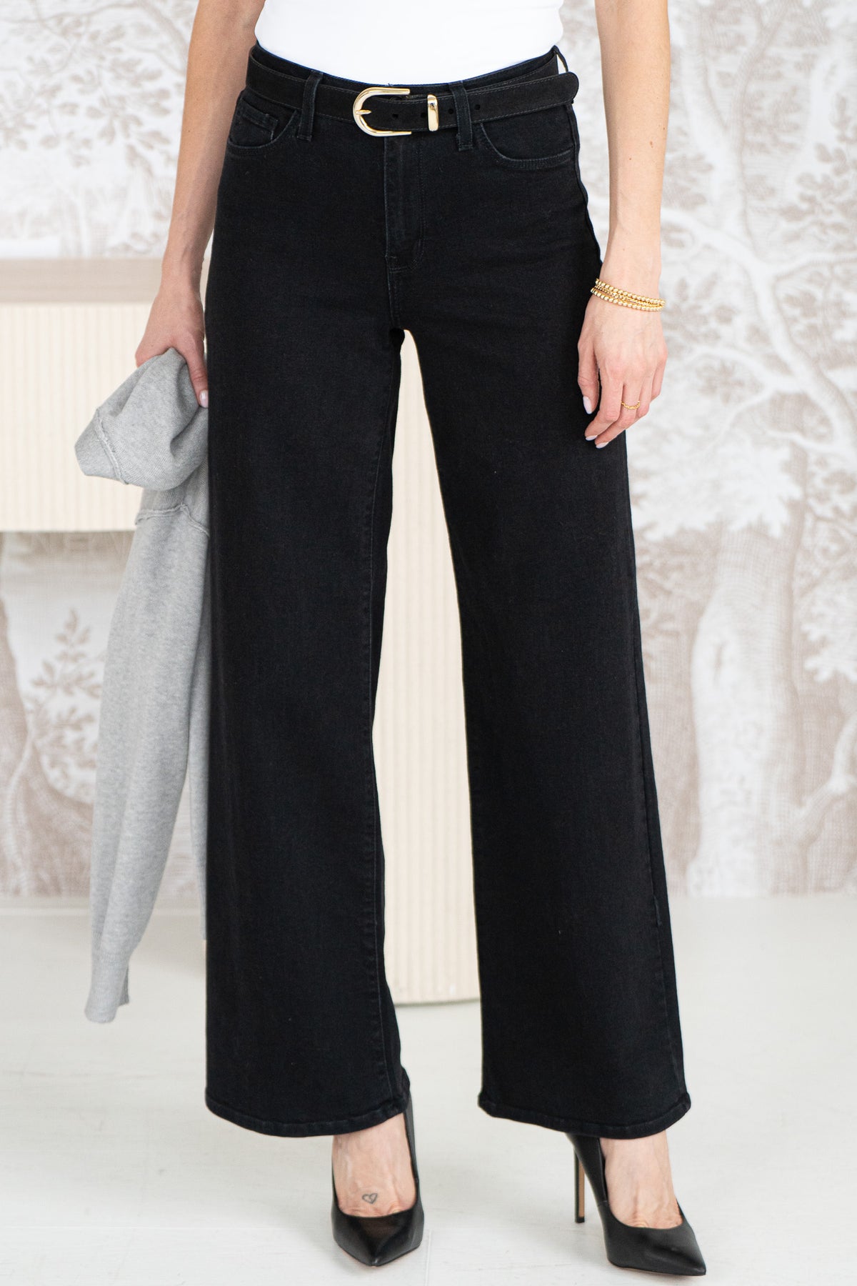 CLICK WIDE LEG JEANS-BK