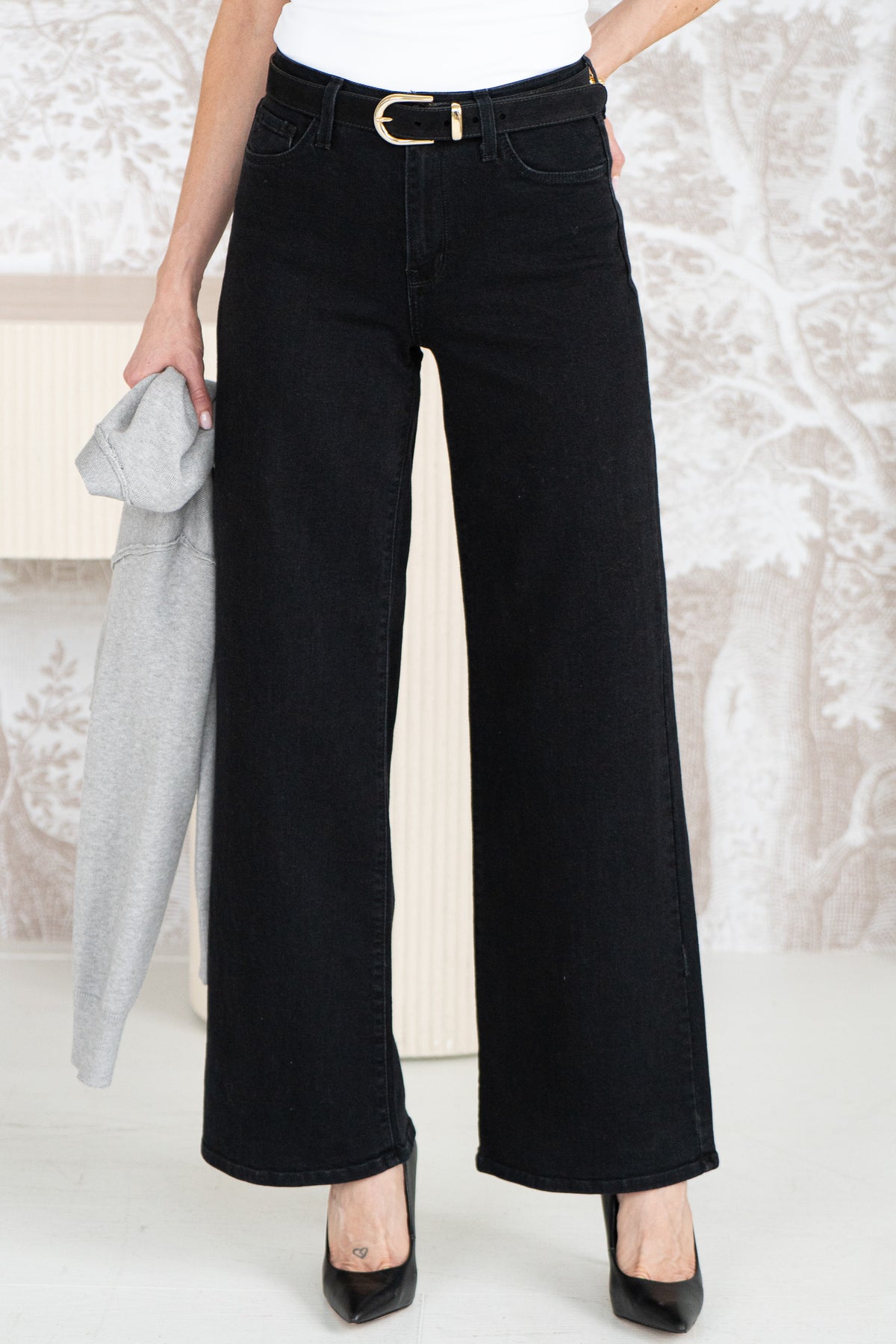 CLICK WIDE LEG JEANS-BK