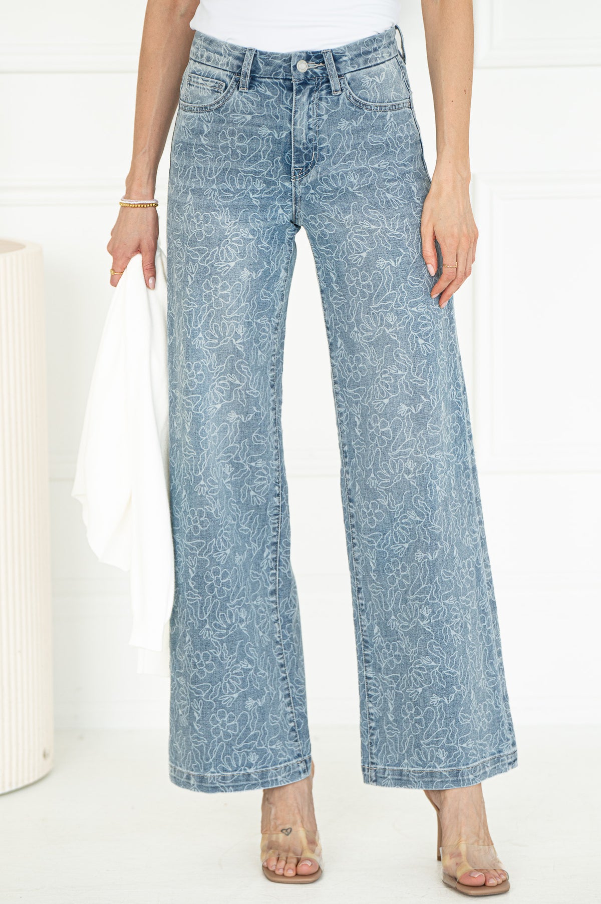 OLIVIA WIDE LEG FLORAL JEANS