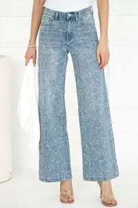 OLIVIA WIDE LEG FLORAL JEANS