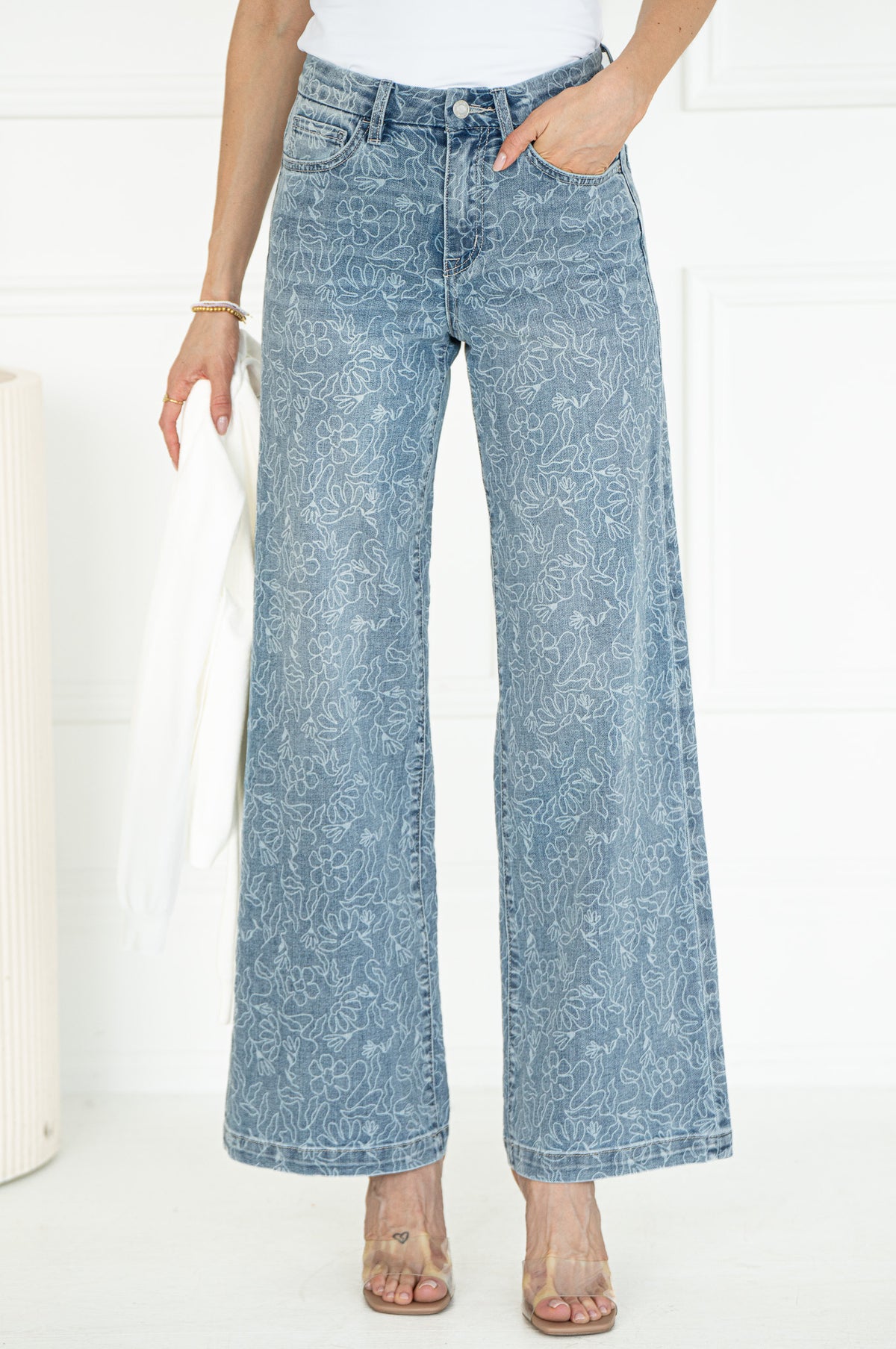 OLIVIA WIDE LEG FLORAL JEANS