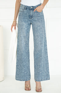 OLIVIA WIDE LEG FLORAL JEANS