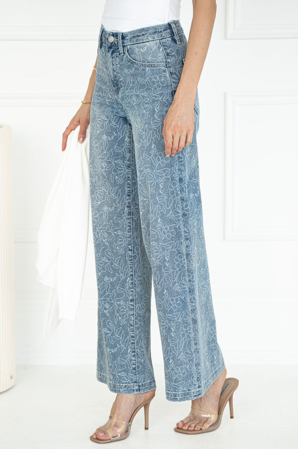 OLIVIA WIDE LEG FLORAL JEANS